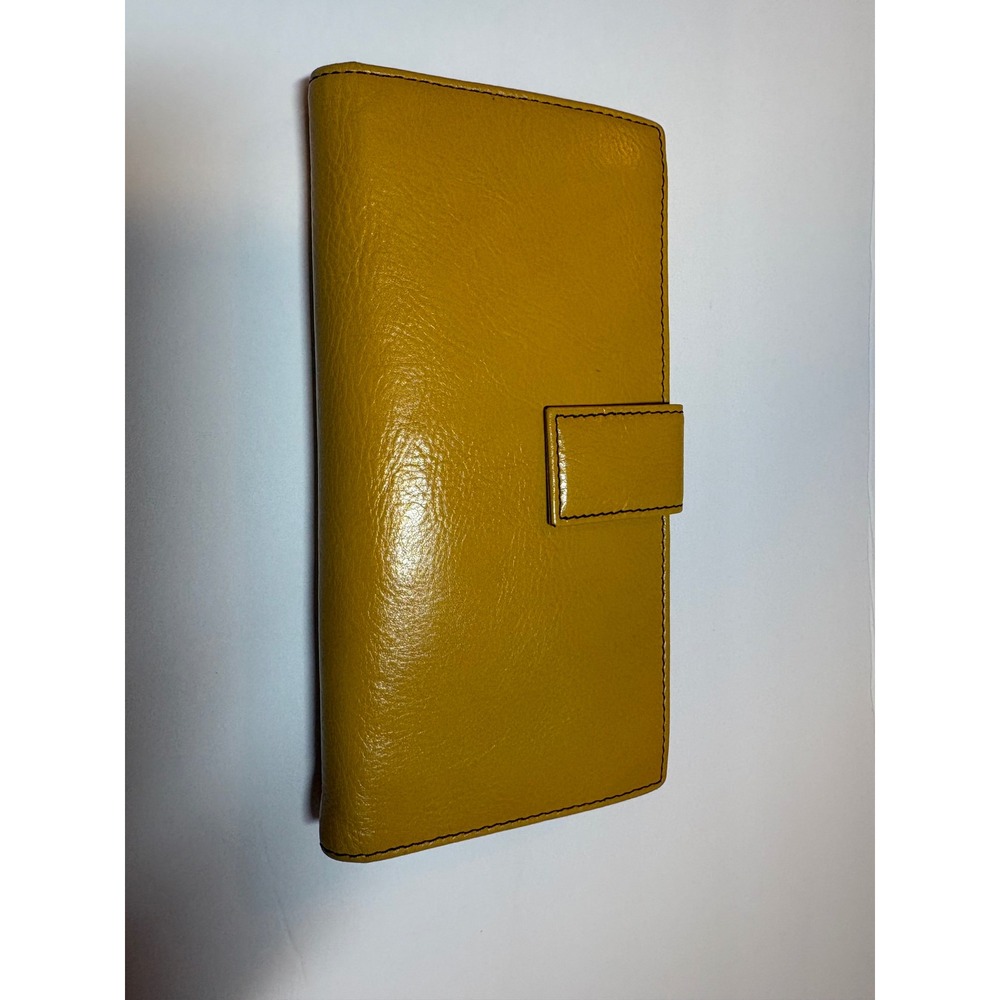 Hobo International Clutch‎ Wallet Mustard Yellow Leather Double Frame Kiss